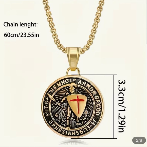 NEW - ARMOR OF GOD LUXURY SET COLLECTION STAINLESS STEEL CHAIN/RING & BRACELET - Picture 6 of 12